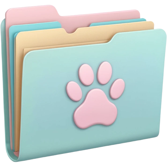 a pastel folder of documents with a pawprint on it emoji