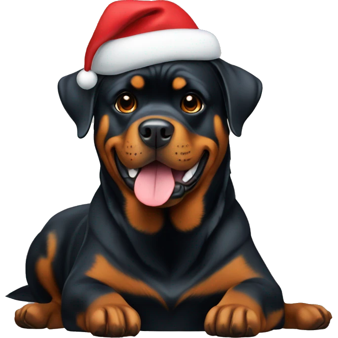 rottweiler with christmas hat emoji