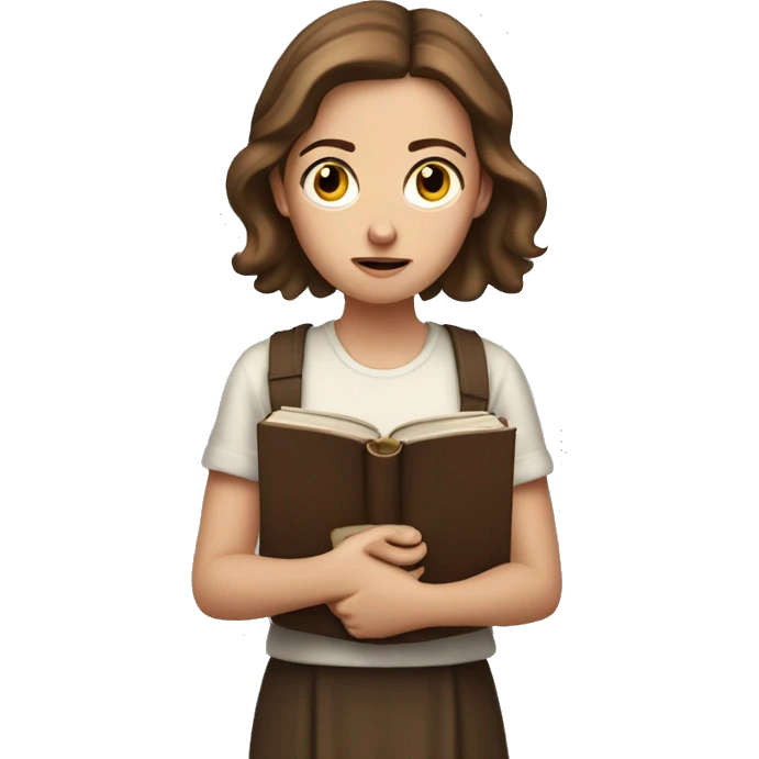 White Girl with brown hair Looking worried, with a bible in hand  emoji