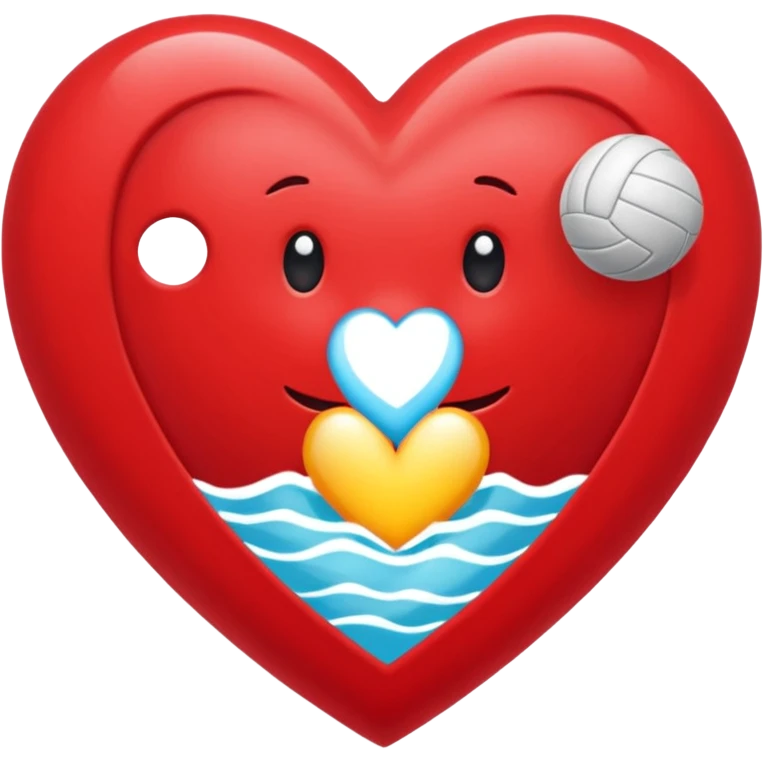 Natación  y voley en un corazón de color  emoji