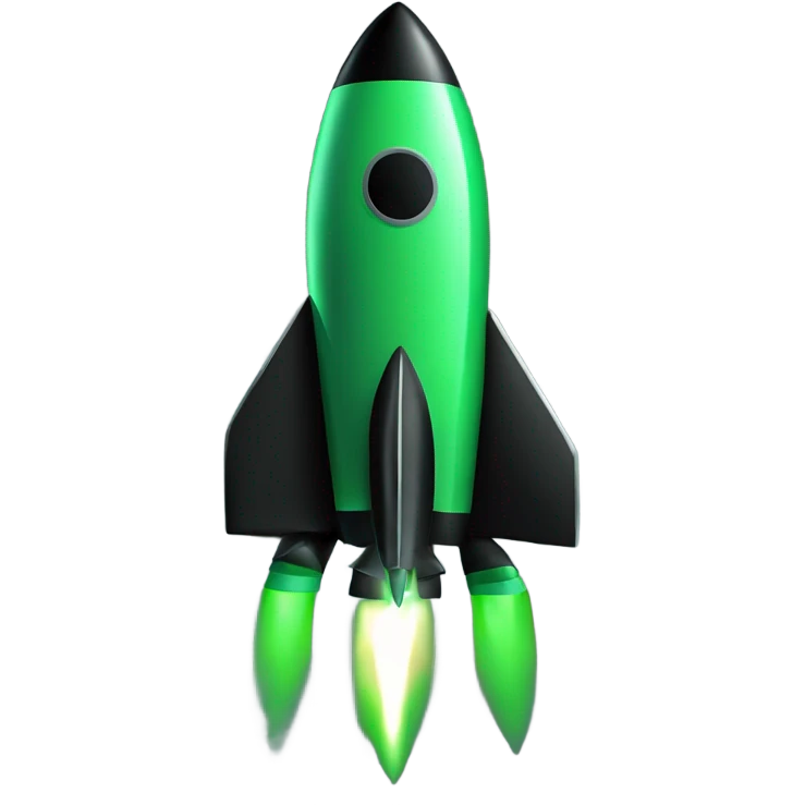 green and black rocket ship ios stile emoji
