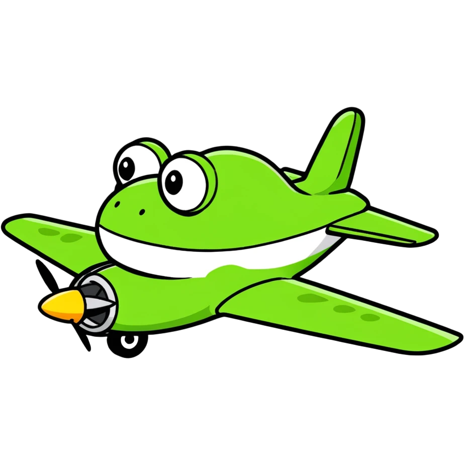 Frog on a airplane emoji