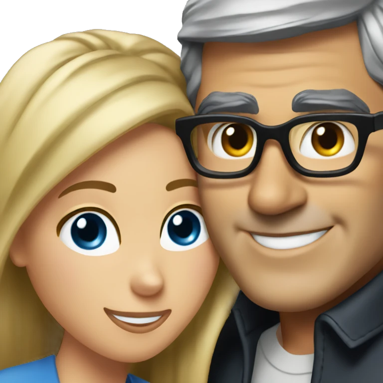 Hug hug George Clooney and blonde woman with blue eyes and glasses  emoji