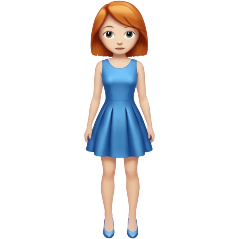 woman lshort ginger hair blue shiney dress full body emoji