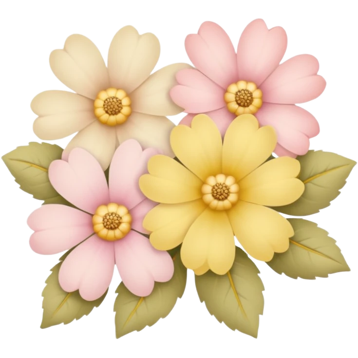 flowers in soft pink, beige and yellow pastel colors emoji