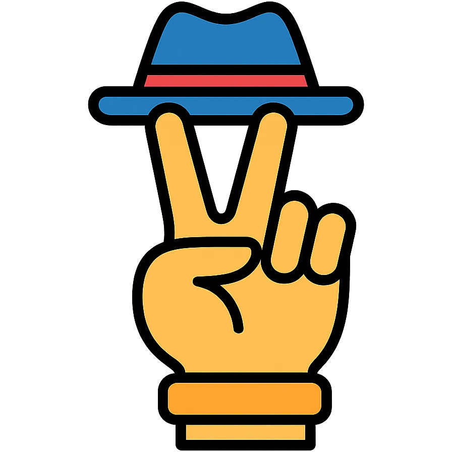 peace sign hand gesture, gangster vibe, color outline icon style emoji