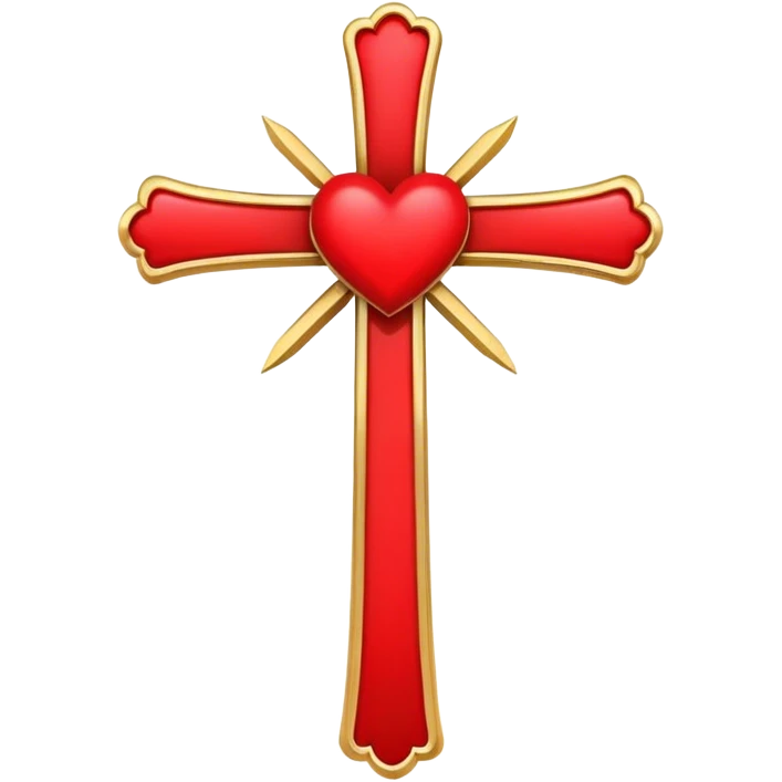 Two red  hearts around  a simple gold cross  emoji