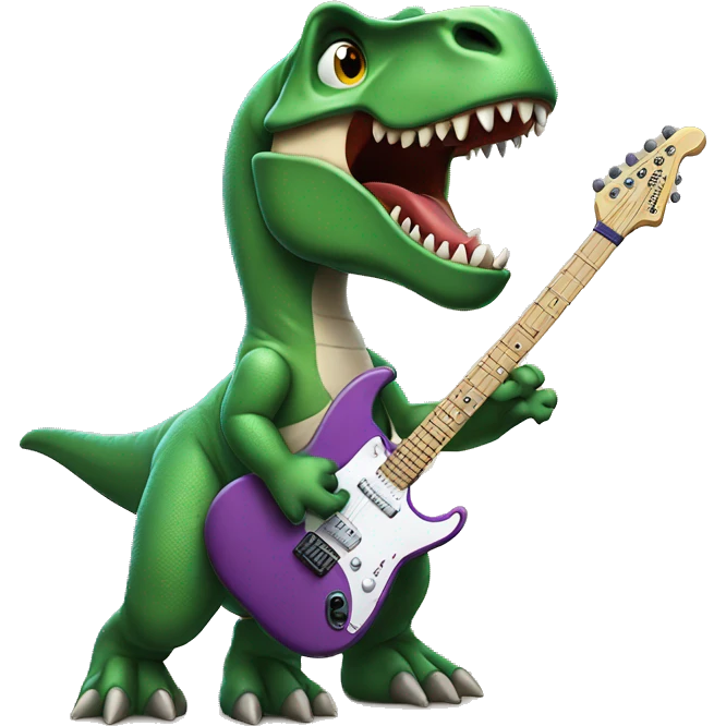 T-Rex playing electric guitar emoji