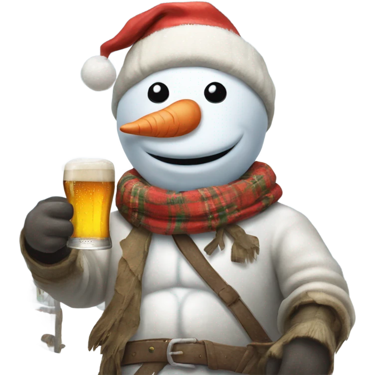 Snowman drinking beer ￼￼ emoji
