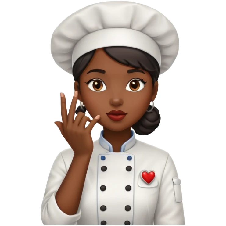 Black female chef kissing hand  emoji
