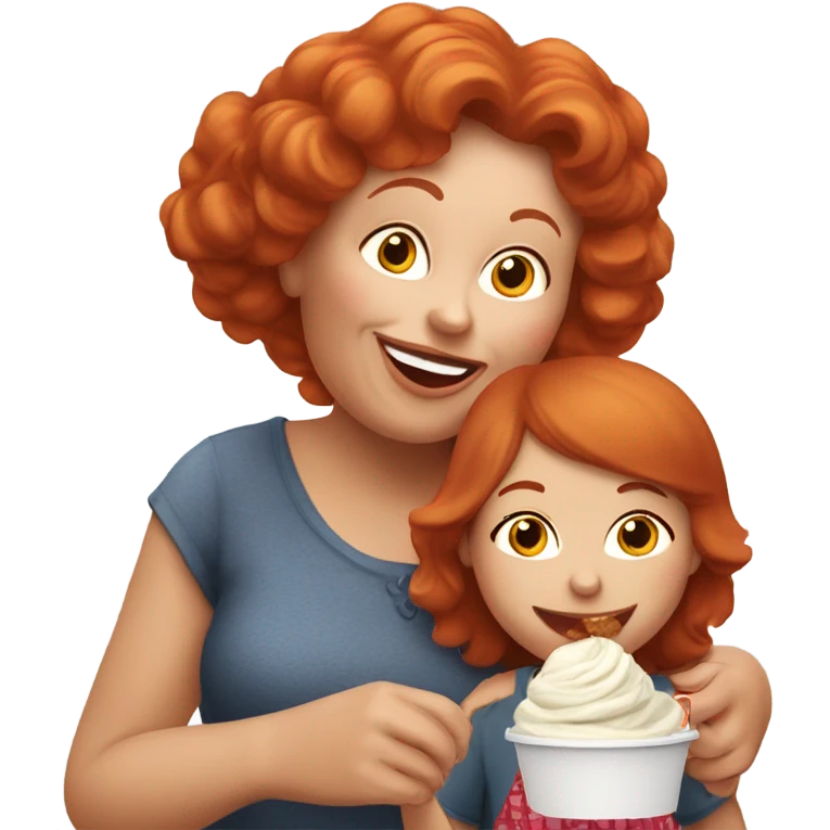 Red headed grandmother eating icecream with her red headed granddaughter  emoji