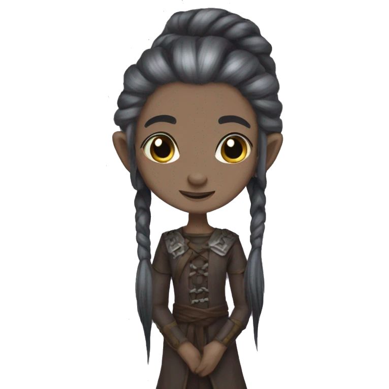 Cottage core dark elf with long braids emoji