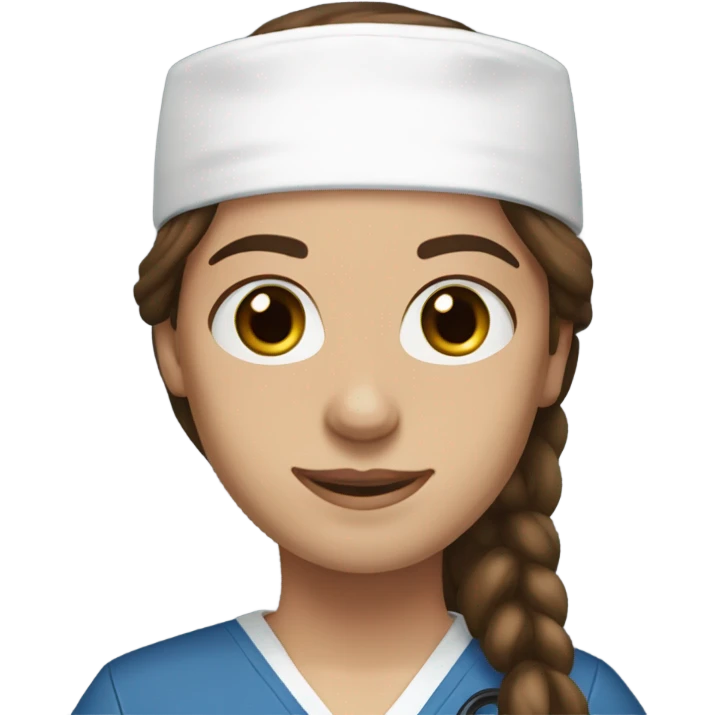 nurse dark blue scrubs straight brown hair hazel eyes emoji