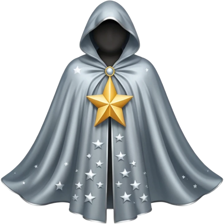 a fantasy  magic, silver color with star pattern cloak emoji