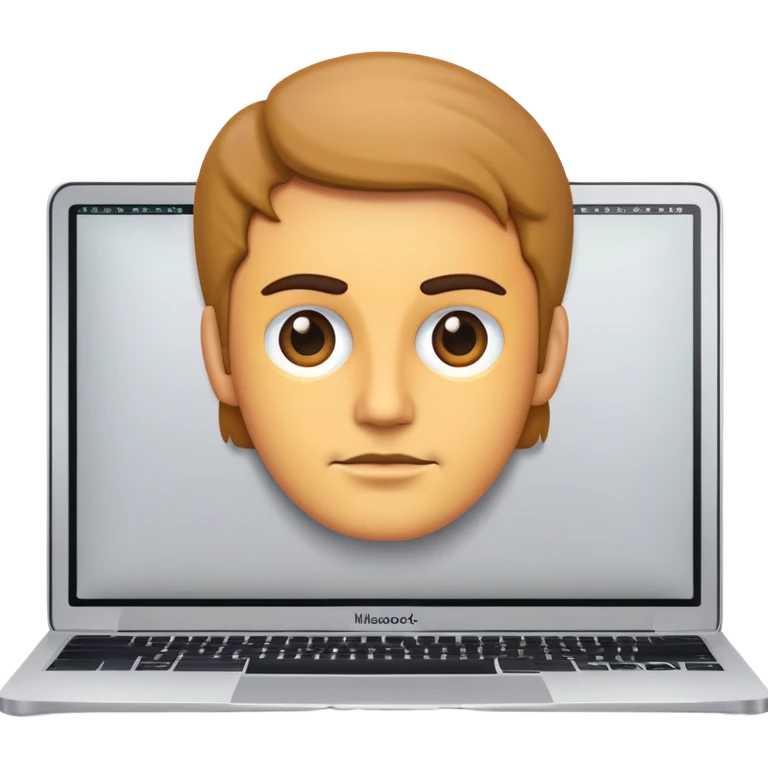 MacBook with a face in an office emoji
