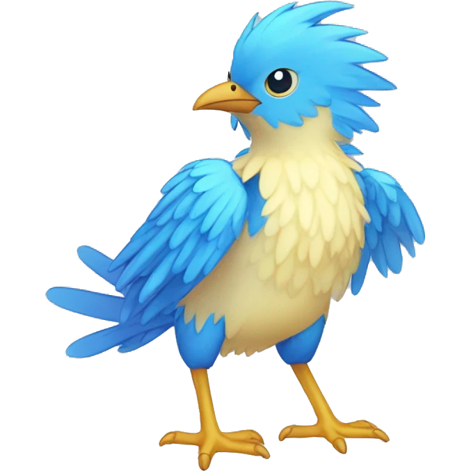 Wet Cool Cute Fantasy legendary blue bird water-type-Hydro-Phoenix-avian Fakemon full body emoji
