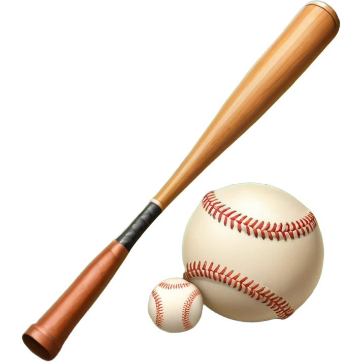 A baseball bat, ball, and glove resting on the ground, set against the backdrop of a baseball field. The scene captures the iconic equipment of the sport, with the field in the distance and a bright sky above, evoking the spirit of the game. emoji