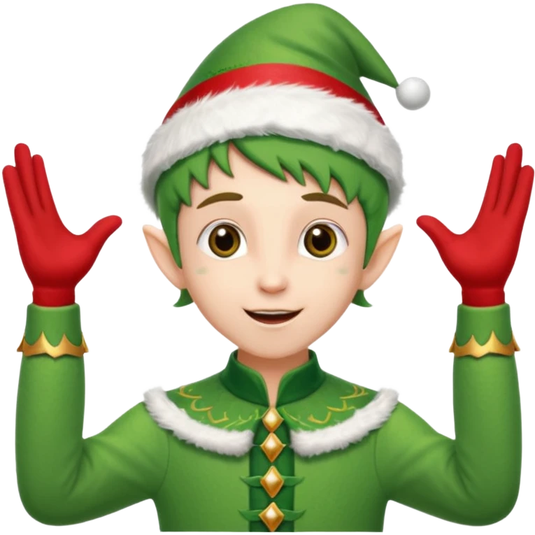 DUENDE NAVIDEÑO CON MANOS ARRIBA ANIMANDO emoji