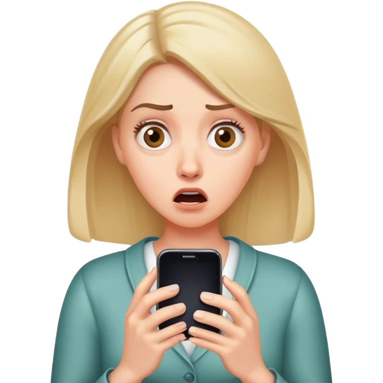 white Woman looking at cell phone shocked blow her mind emoji