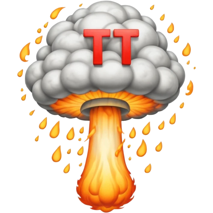 atomic bomb mushroom cloud in the shape of the letter T emoji