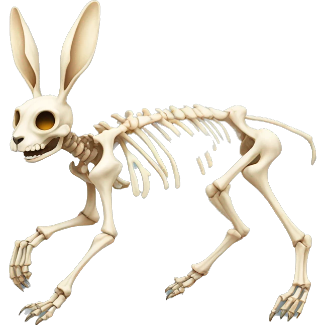 A full-length rabbit skeleton with crosses over its eyes emoji