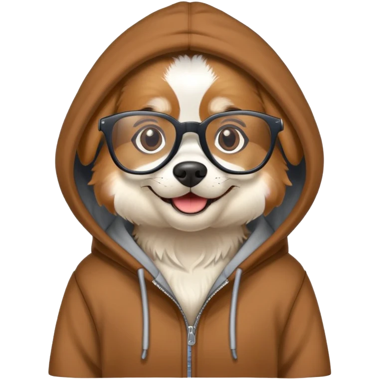Dog wearing hoodie and glasses emoji
