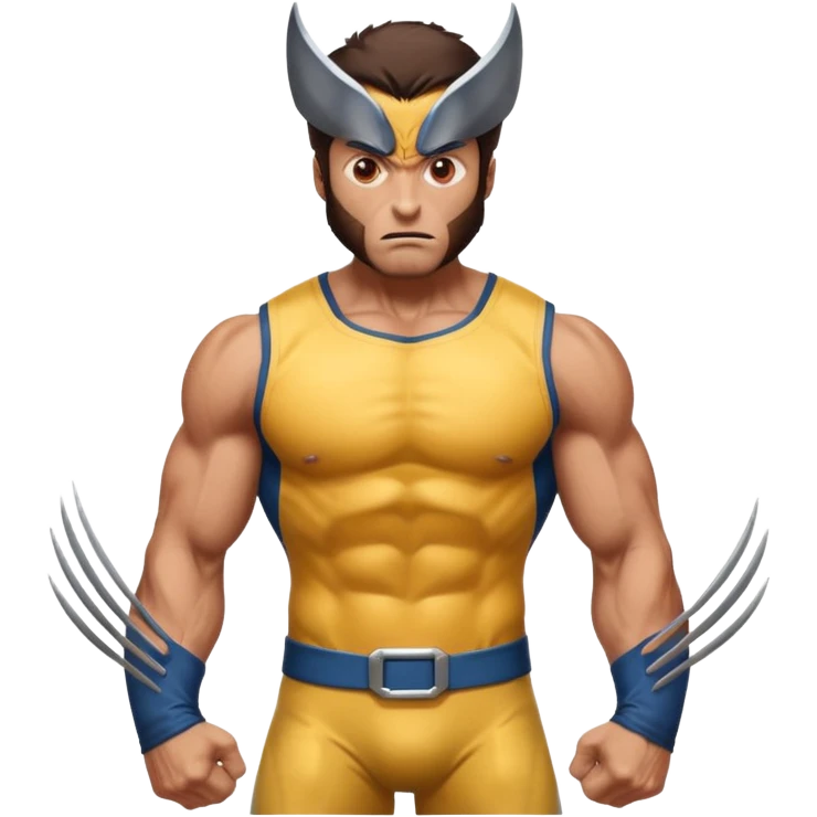 Make a brown-eyed man in a wolverine costume who wonders? emoji