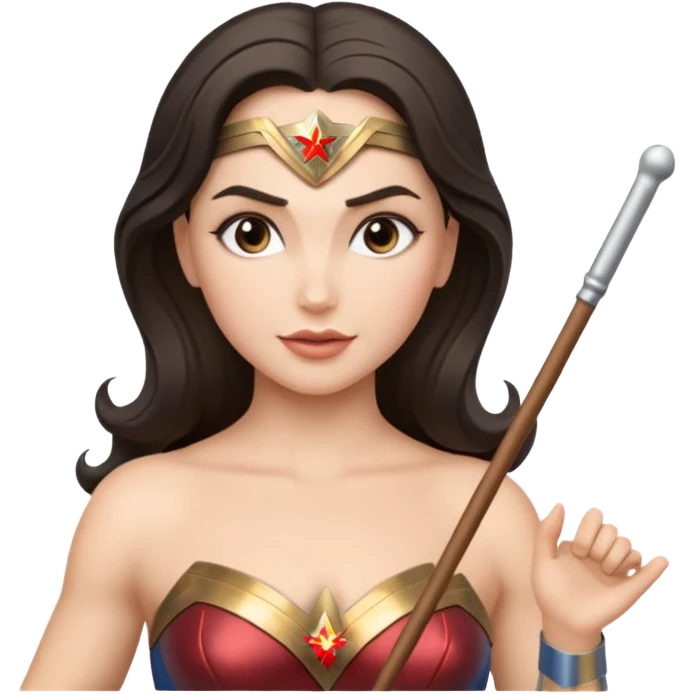 Wonder Woman holding white orchestra conductor’s baton emoji