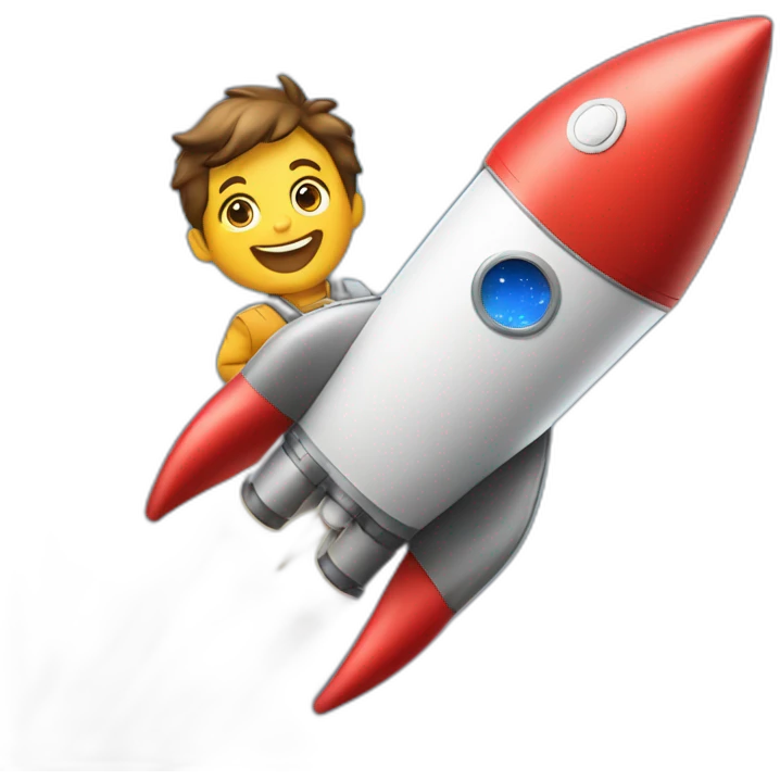 Happy with a token on a Rocket  emoji