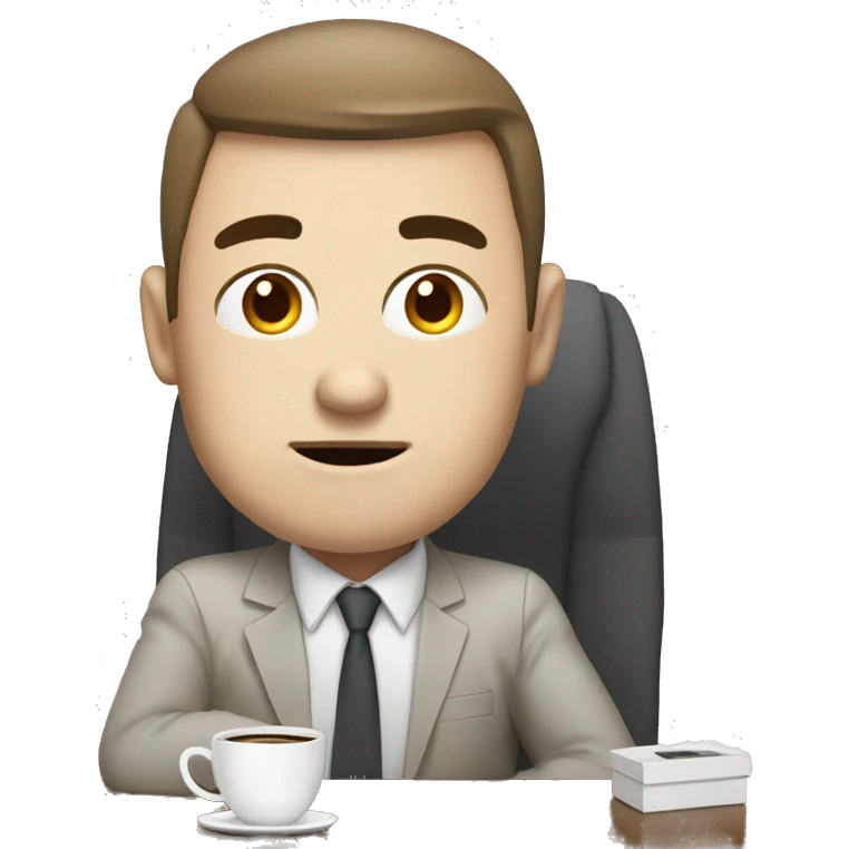 white-skinned, sleep-deprived office employee with coffee emoji