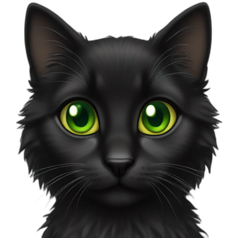 long haired black kitten green eyes emoji
