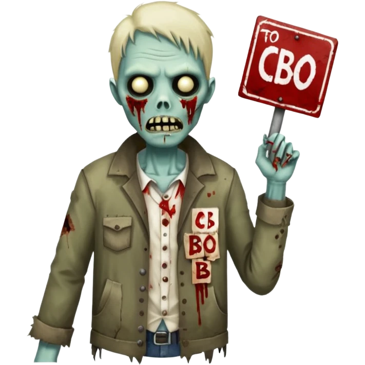 zombie with "CBO" sign emoji