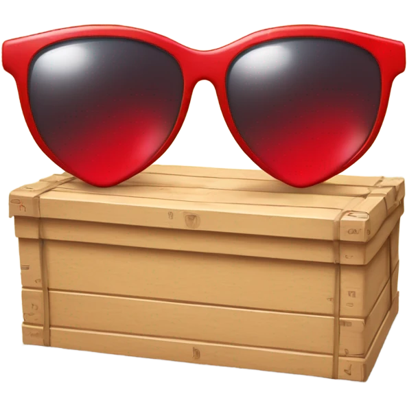 caja inteligente con lentes de sol dentro de un corazon rojo emoji