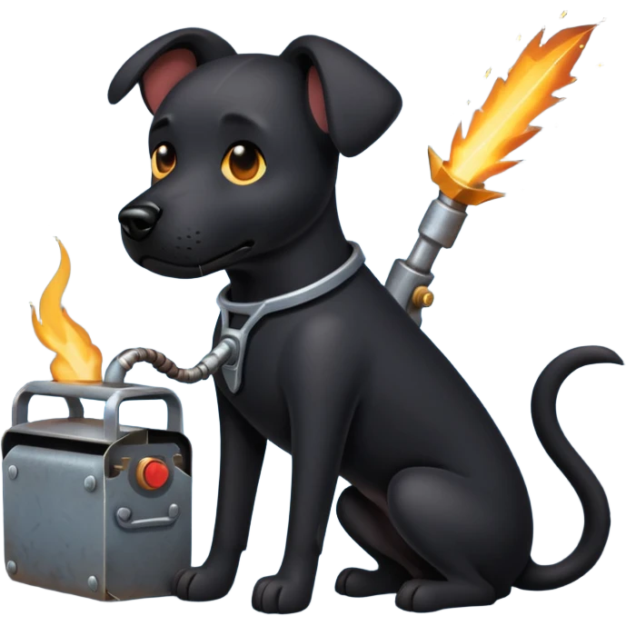 black dog welding emoji