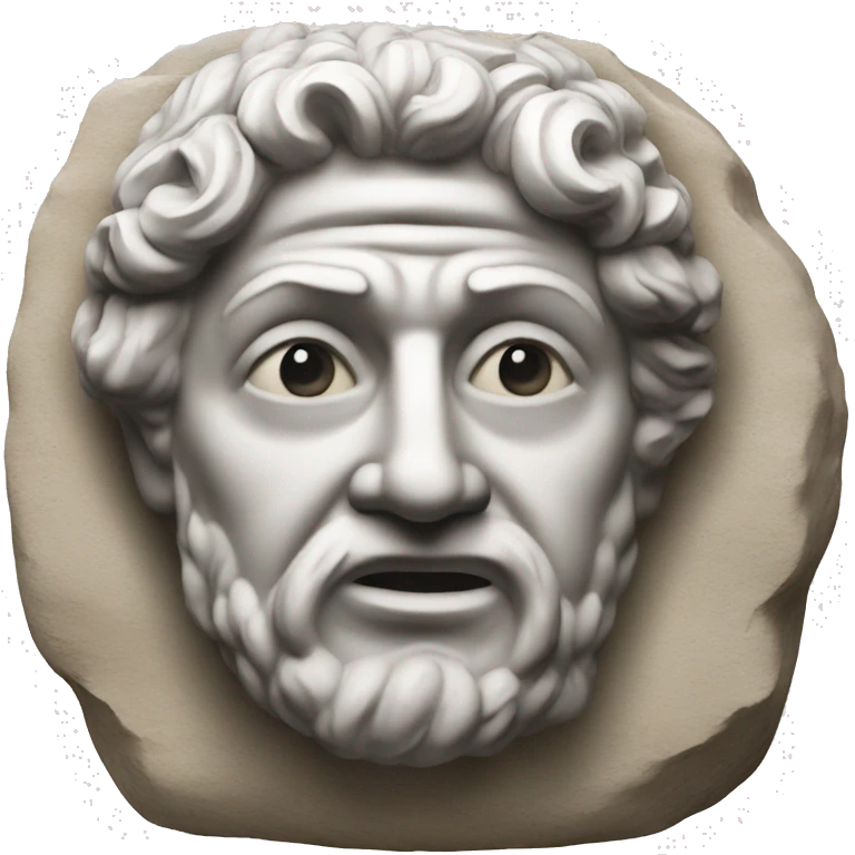 Ancient Roman rock sculpture emoji