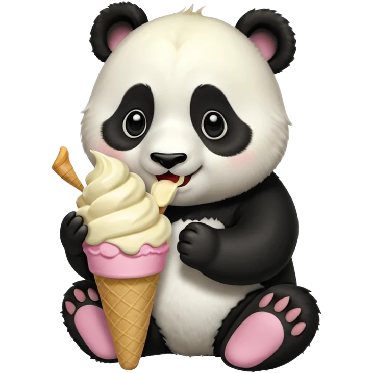 Panda eating ice cream emoji