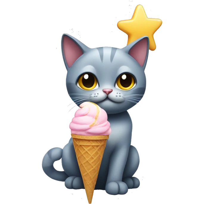 cat with star eyes holding an ice cream  emoji