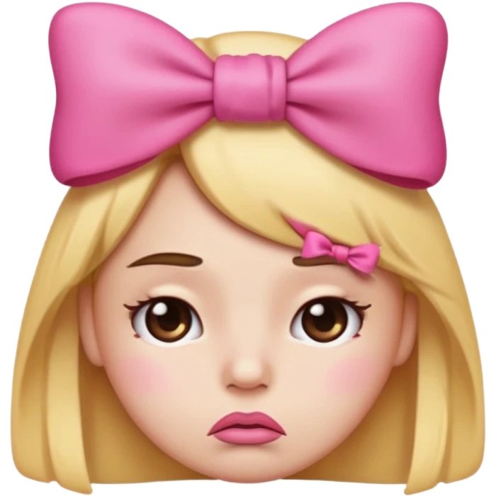Pouting emoji with pink bow on head emoji