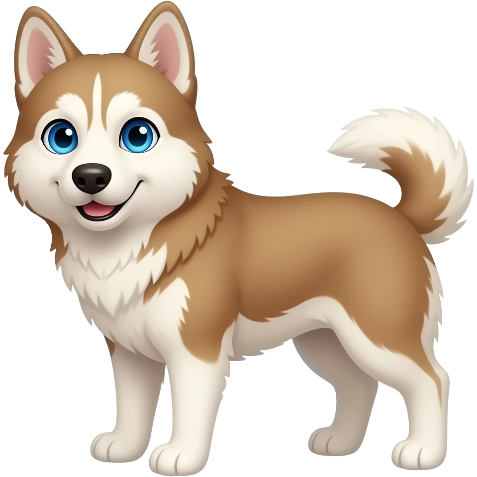 Light brown and white, blue eyed Husky emoji