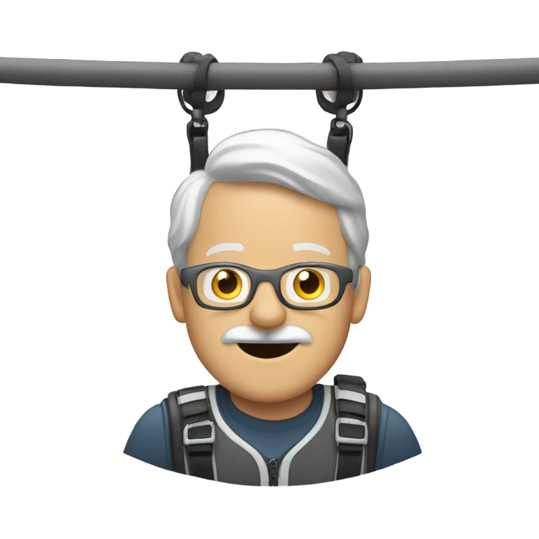white man wearing glasses with gray mustache zip lining emoji
