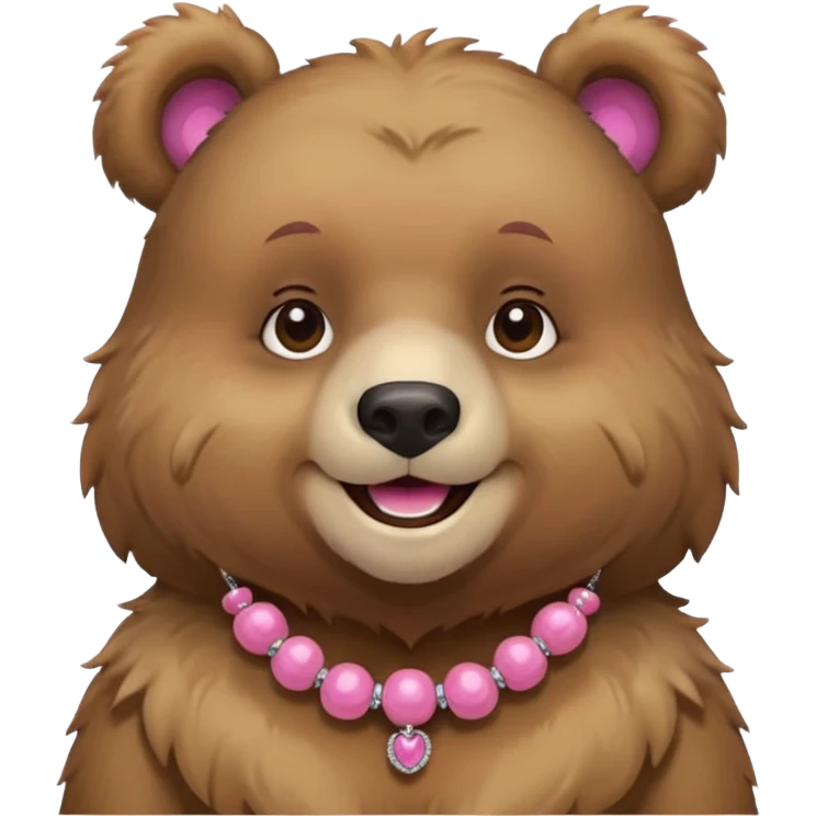 bear with pink necklace and earings emoji