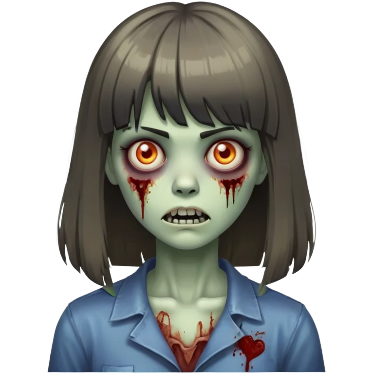 uma mulher zumbi cabelo médio com franja emoji