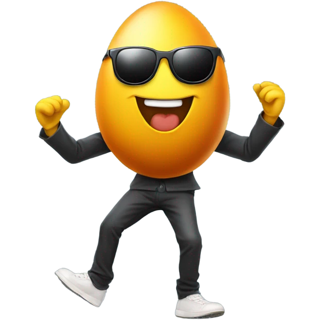 Egg man wearing sunglasses dancing emoji