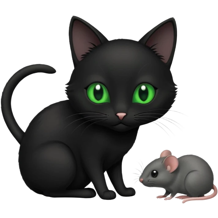 Black cat friends with a mouse emoji