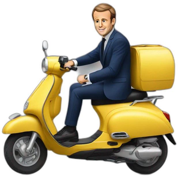 emmanuel macron sur un scooter emoji