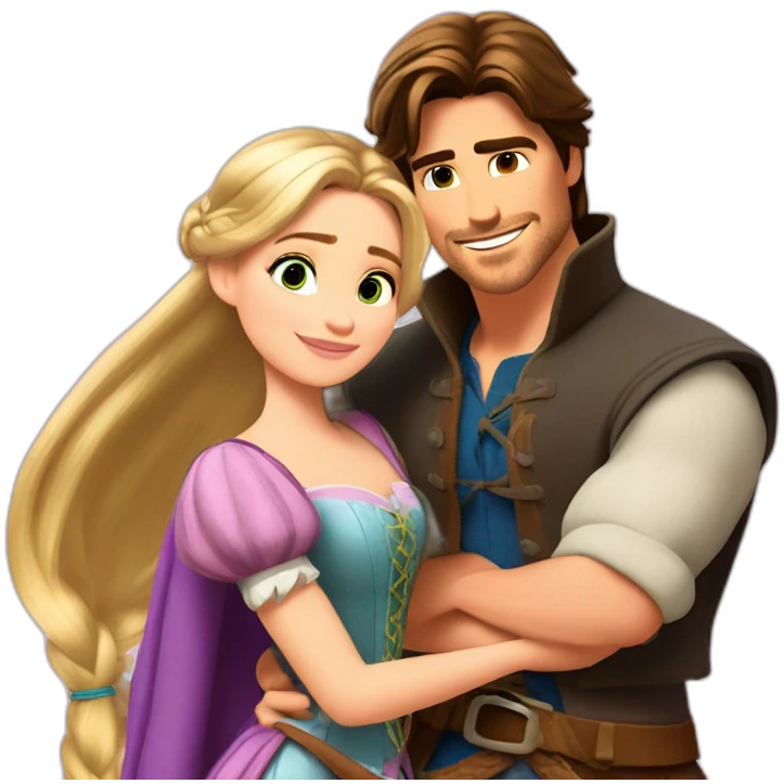 Rapunzel and Flynn Rider chilling emoji