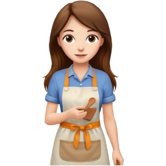 beautiful girl with long brown hair constructing new kitchen cabinets emoji