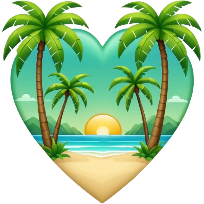 heart with summer palm trees emoji