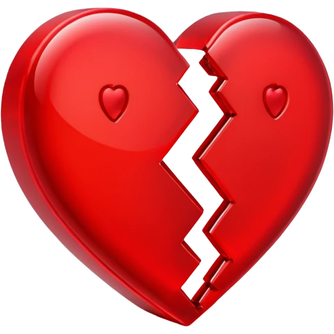 broken heart, minimalistic 3d red neon glowing transparent emoji