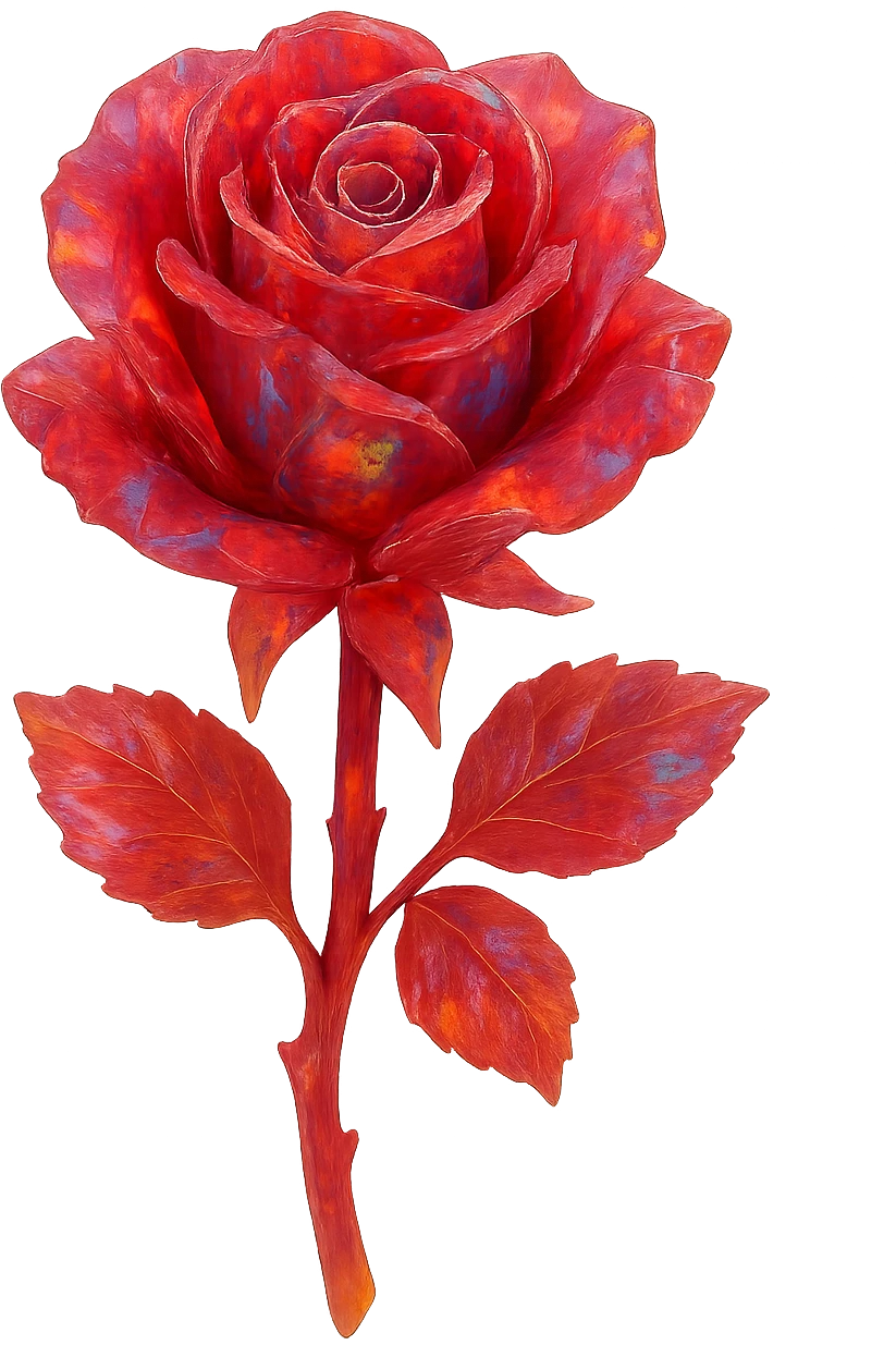 red Opal crystal rose flower, remove background emoji